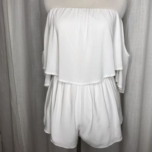 Forever 21 White Short Romper Off The Shoulder S